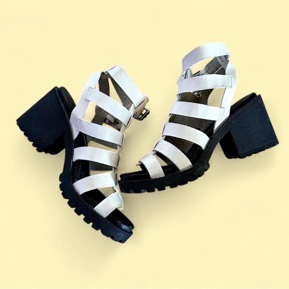 Dirty Laundry White Strappy Block Heels